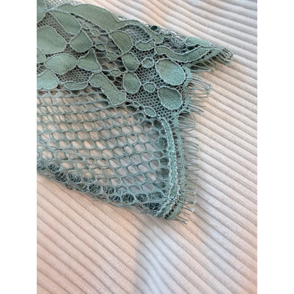 BKE Boutique Sage Green Sheer Lace Mock Neck Long Sleeve Top Size M BTQM4731 - Picture 5 of 8
